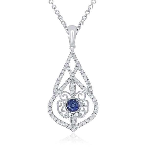 View 14Kw or y/14kr Gold Sapphire Pendant